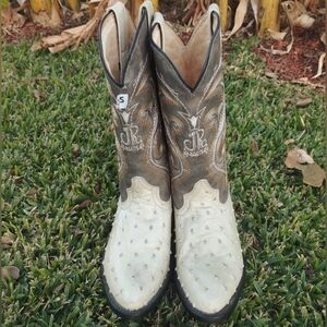 JR Brand Quill Ostrich Size 6 Boys Boots - White